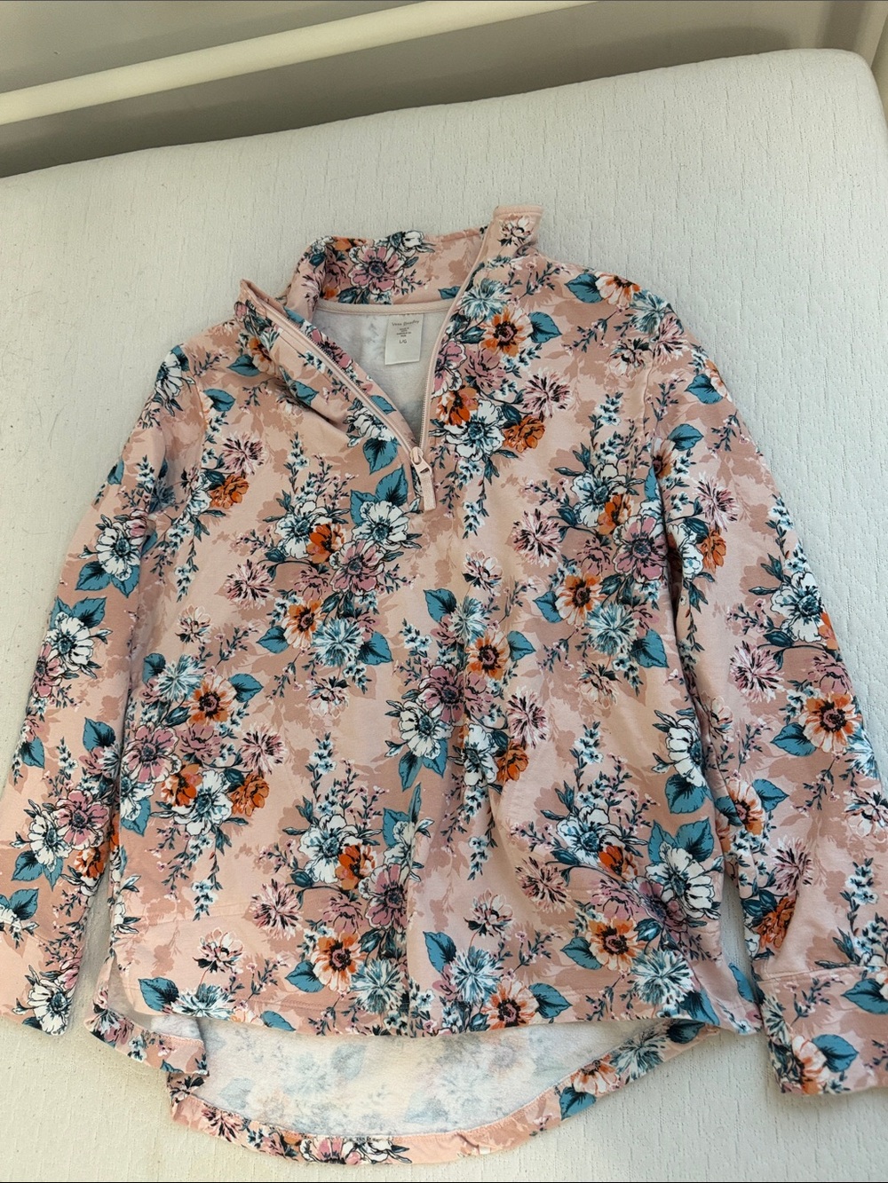 Vera Bradley Pink Floral Quarter-Zip Bomber Jacket